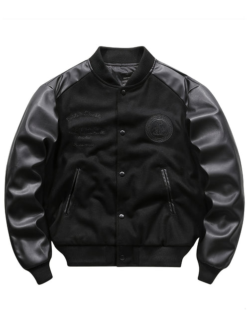 Casaco de beisebol universitário bordado retro – Casaco grosso estilo vintage para homem