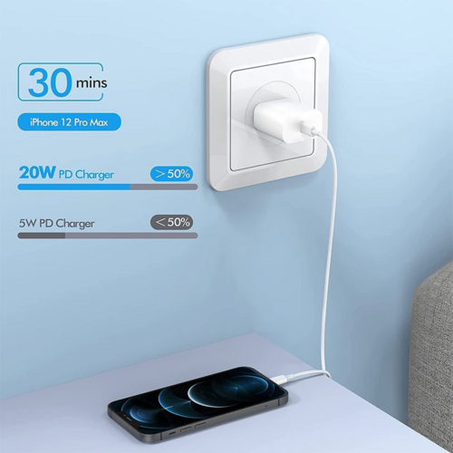 USB-C 20W PD Adapter with Cable – Fast Charger Kit for iPhone 11-14 & More