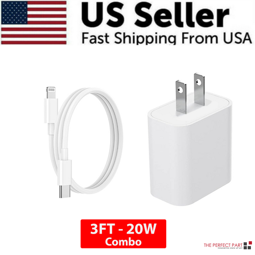 USB-C 20W PD Adapter with Cable – Fast Charger Kit for iPhone 11-14 & More