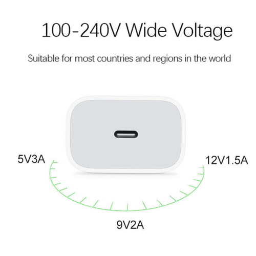 USB-C 20W PD Adapter with Cable – Fast Charger Kit for iPhone 11-14 & More