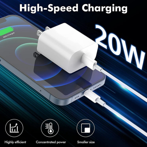 USB-C 20W PD Adapter with Cable – Fast Charger Kit for iPhone 11-14 & More