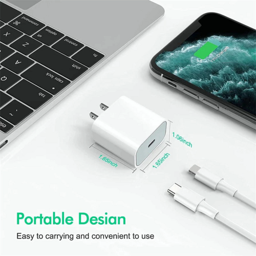 USB-C 20W PD Adapter with Cable – Fast Charger Kit for iPhone 11-14 & More