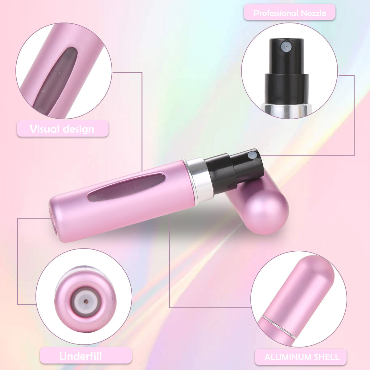Mini atomizador de perfume portátil – frasco de spray de viagem recarregável de 5 ml
