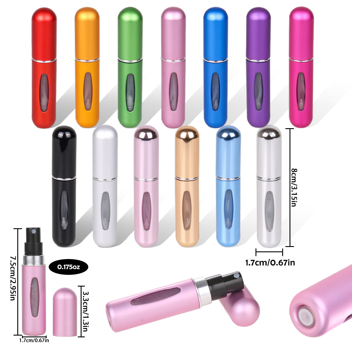 Mini atomizador de perfume portátil – frasco de spray de viagem recarregável de 5 ml