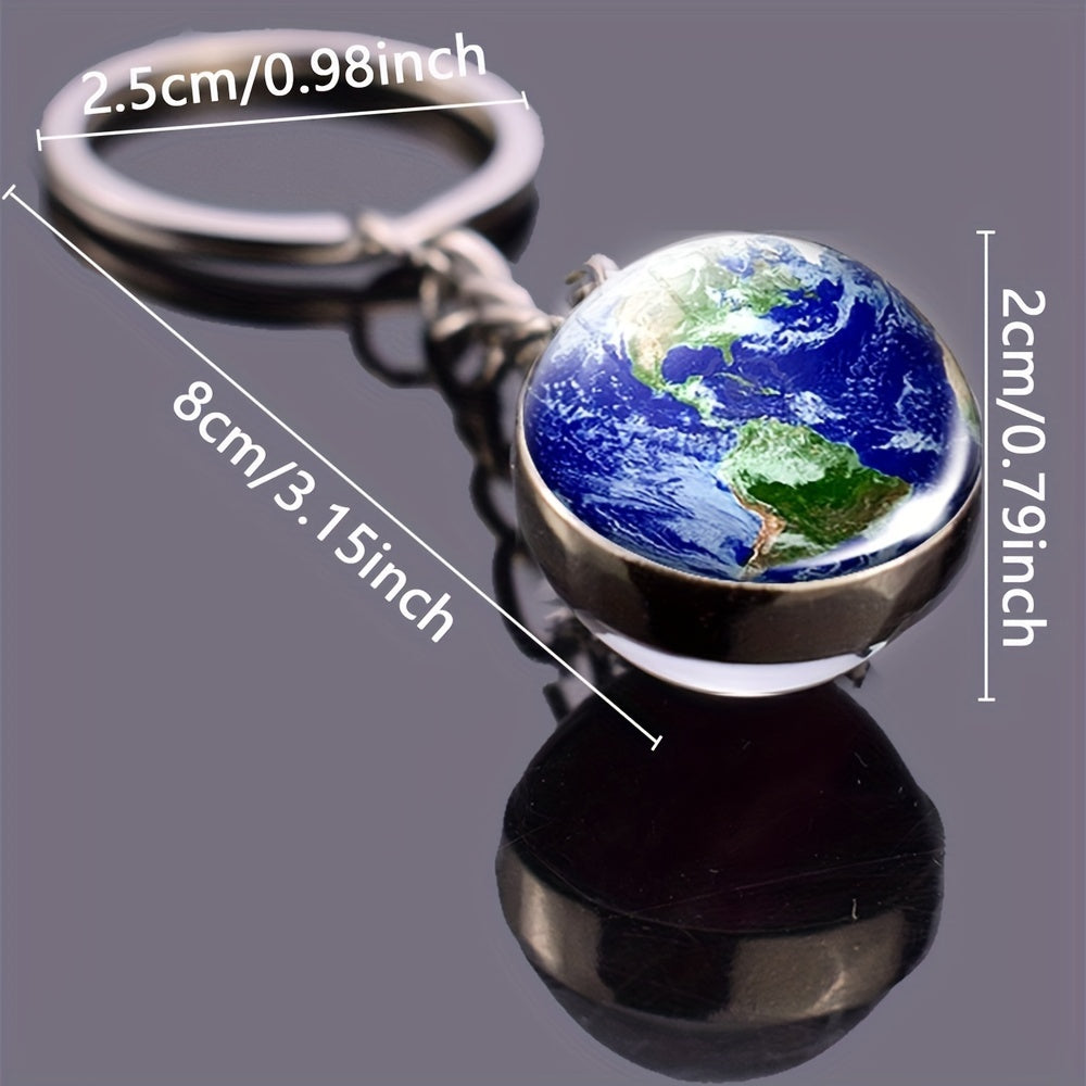 Celestial Solar System Keychain – 8 Planet Designs with Moon Phase Charm