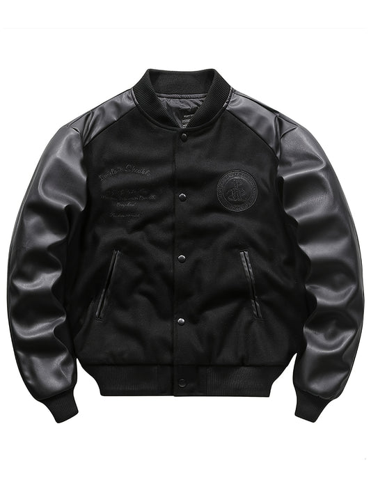Casaco de beisebol universitário bordado retro – Casaco grosso estilo vintage para homem