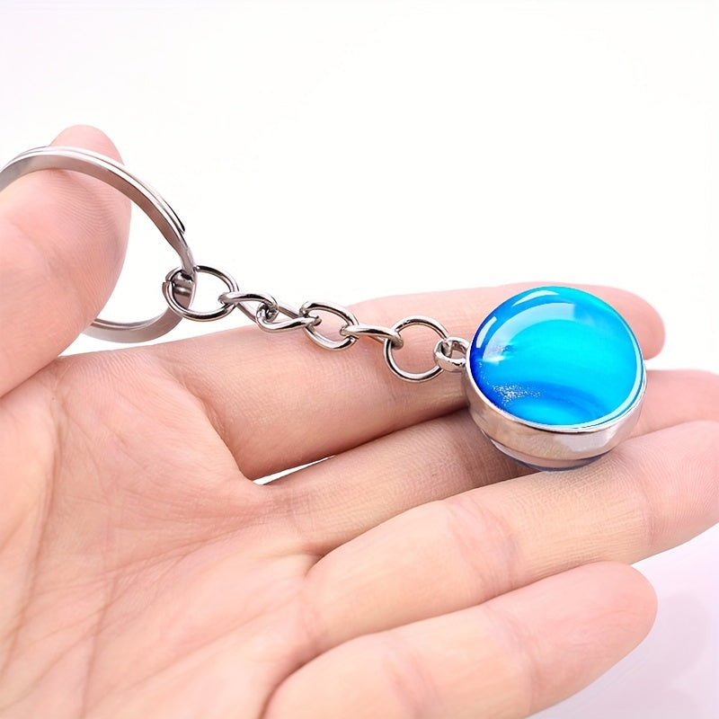 Celestial Solar System Keychain – 8 Planet Designs with Moon Phase Charm