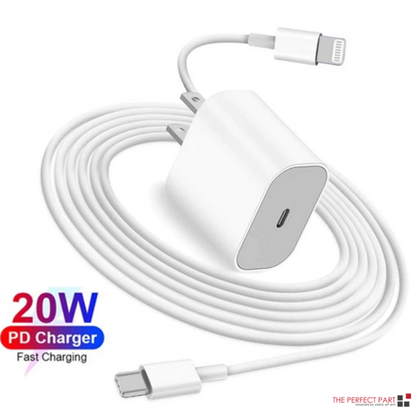 USB-C 20W PD Adapter with Cable – Fast Charger Kit for iPhone 11-14 & More