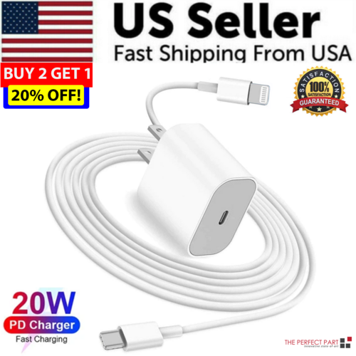 USB-C 20W PD Adapter with Cable – Fast Charger Kit for iPhone 11-14 & More