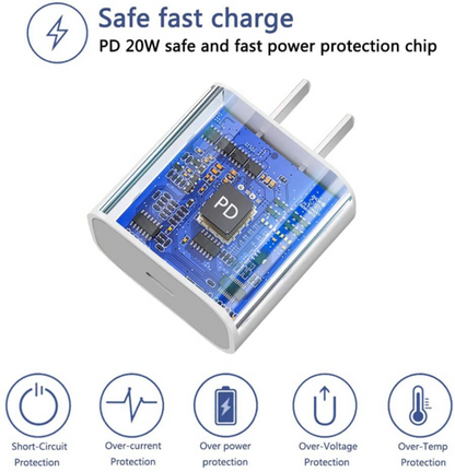USB-C 20W PD Adapter with Cable – Fast Charger Kit for iPhone 11-14 & More
