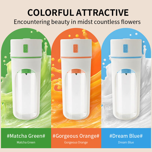 Portable USB Rechargeable Electric Juicer Blender – 380ml Wireless Fruit Smoothie Maker