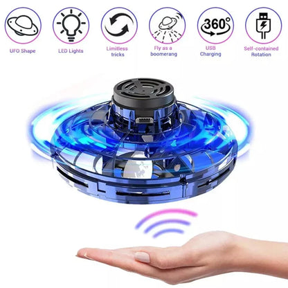 Drone voador mágico UFO Spinner – Orbe voadora com iluminação LED e comando manual para crianças e adultos