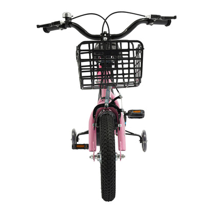 12 Inches Children's Bicycle with Training Wheels, Bottle Holder, Basket| Blue/Red/Pink Kids Bike for 2-5 Years