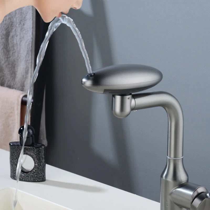 Torneira tipo cascata giratória multimodo 360° – Torneira misturadora elegante para lavatório de casa de banho