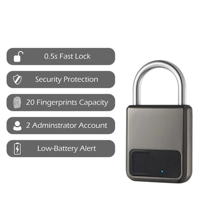 Smart Fingerprint Padlock – Waterproof & Keyless Security Lock