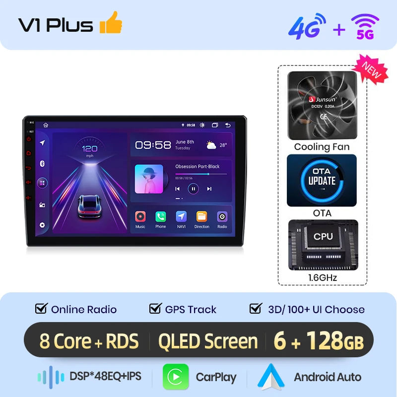 Junsun Wireless CarPlay Android Auto Car Radio For Mercedes Benz Smart Fortwo 451 2005 - 2010 GPS Multimedia 2din Systems Stereo