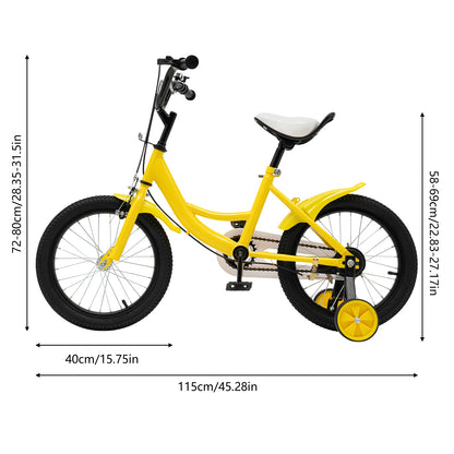 16 inch Children's Bicycle with Training Wheel for 5-8 Year-Old Kids, 100-135cm Height Adjustable Bike Bearing 50KG
