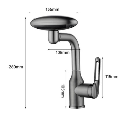 Torneira tipo cascata giratória multimodo 360° – Torneira misturadora elegante para lavatório de casa de banho