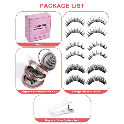 Kit de pestanas magnéticas Magefy com 3 pares e aplicador – Pestanas reutilizáveis ​​e sem cola