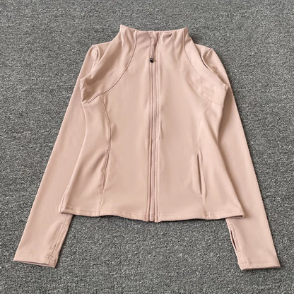 Women's Quick-Dry Stand-Up Collar Fitness Jacket – Slim-Fit Zippered Yoga & Running Top