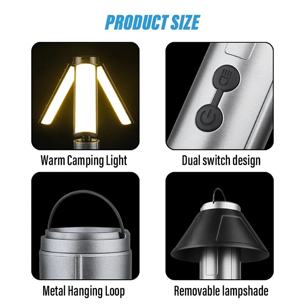2-in-1 Camping Flashlight & Lantern | Waterproof, USB Rechargeable