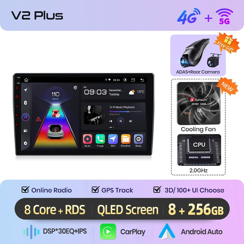 Junsun Wireless CarPlay Android Auto Car Radio For Mercedes Benz Smart Fortwo 451 2005 - 2010 GPS Multimedia 2din Systems Stereo