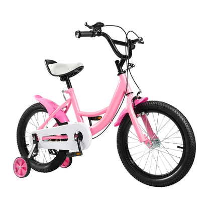 16 inch Children's Bicycle with Training Wheel for 5-8 Year-Old Kids, 100-135cm Height Adjustable Bike Bearing 50KG