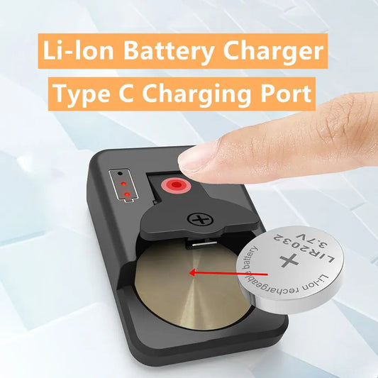 Type-C Rechargeable Button Battery Charger – Compact & Fast-Charging Solution for CR2032/LIR2032 Cells