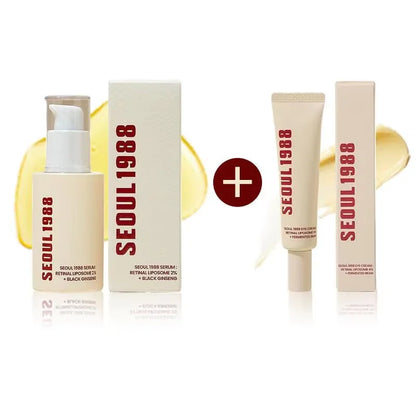 Conjunto de cuidados da pele coreano SEUL 1988 - Creme de olhos com retinol, sérum com ginseng e niacinamida, produto de limpeza, branqueia linhas finas e olheiras