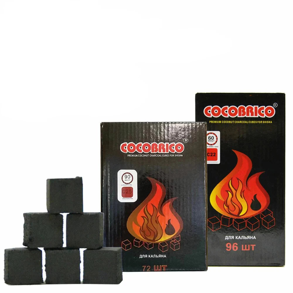 Yimi 72-Piece Coconut Shell Charcoal Cubes (25 mm) — Long-Burn, Low Ash Shisha / Hookah Coals