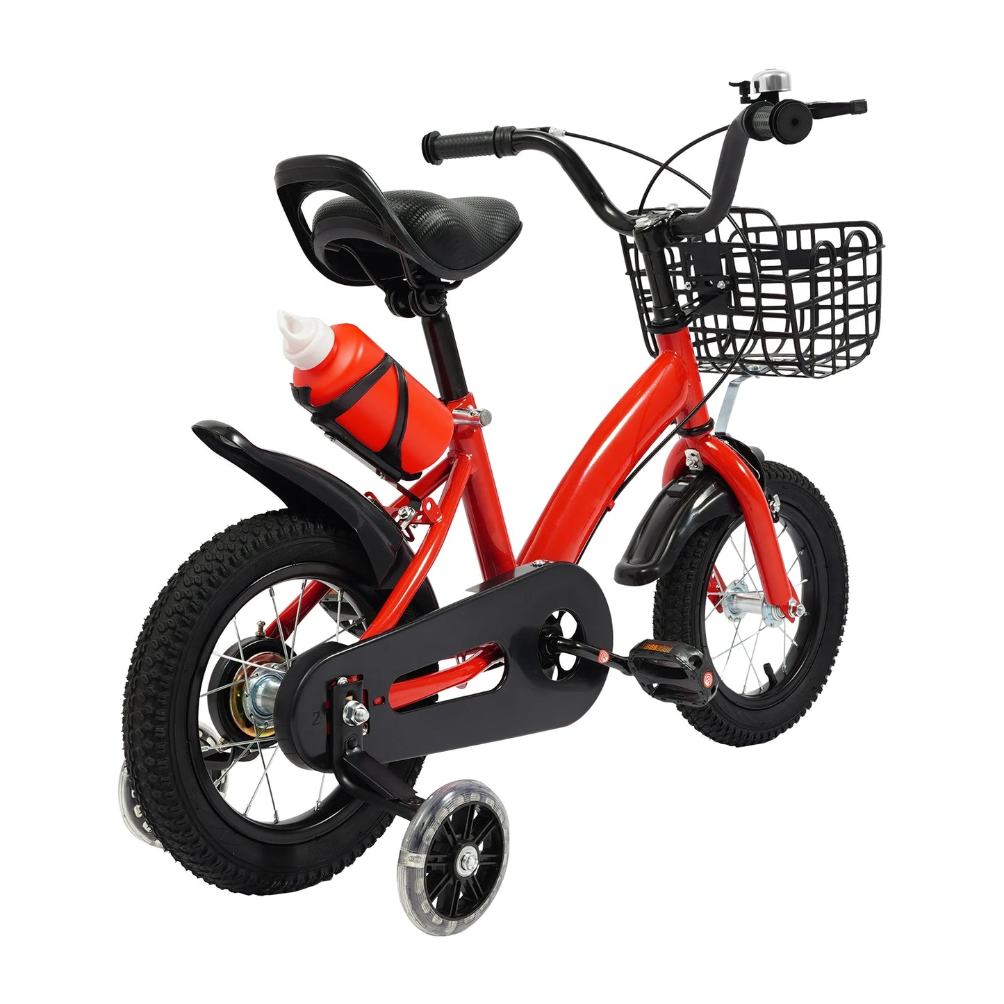 12 Inches Children's Bicycle with Training Wheels, Bottle Holder, Basket| Blue/Red/Pink Kids Bike for 2-5 Years