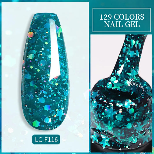 Esmalte em gel UV com lantejoulas brilhantes LILYCUTE – Cor de unhas em gel brilhante