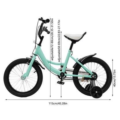 16 inch Children's Bicycle with Training Wheel for 5-8 Year-Old Kids, 100-135cm Height Adjustable Bike Bearing 50KG