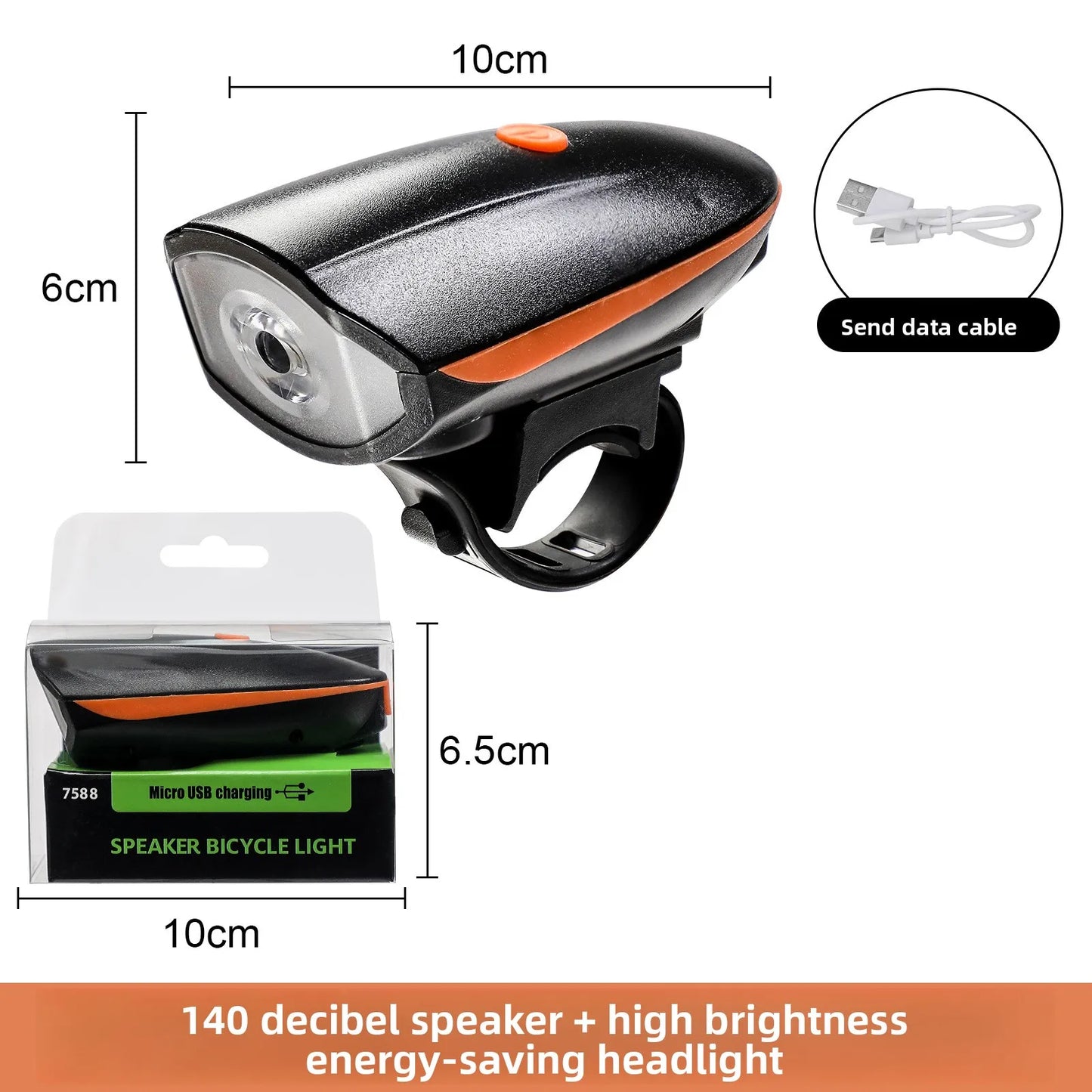 Bicycle Light Charging Night Riding Flashlight with Electric Horn Bicycle Accessories Cycling Equipment Headlights