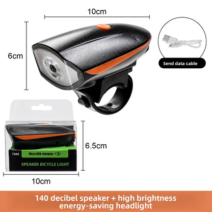 Bicycle Light Charging Night Riding Flashlight with Electric Horn Bicycle Accessories Cycling Equipment Headlights