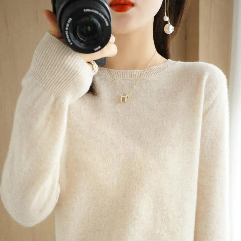 Basic Knitted O-Neck Autumn Winter Sweater Women 2025 Long Sleeve Soft Warm Sweater Korean Simple Solid Color Versatile Pullover