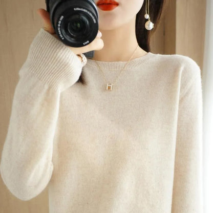 Basic Knitted O-Neck Autumn Winter Sweater Women 2025 Long Sleeve Soft Warm Sweater Korean Simple Solid Color Versatile Pullover