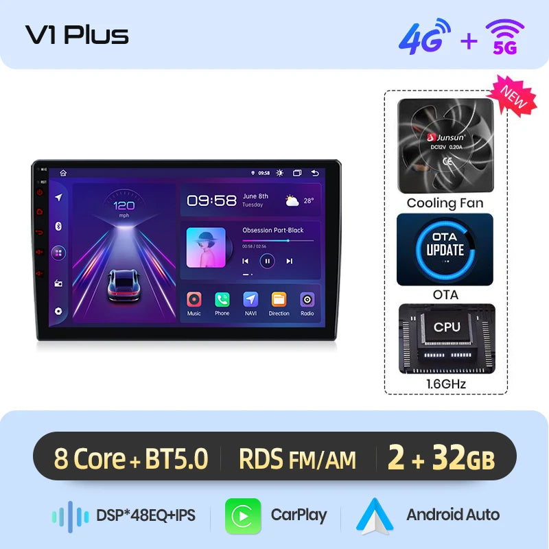 Junsun Wireless CarPlay Android Auto Car Radio For Mercedes Benz Smart Fortwo 451 2005 - 2010 GPS Multimedia 2din Systems Stereo