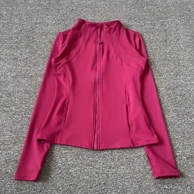 Women's Quick-Dry Stand-Up Collar Fitness Jacket – Slim-Fit Zippered Yoga & Running Top