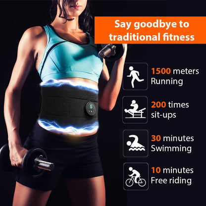 Muscle Massager EMS Abdominal Belt Electric Muscle Stimulation Portable Fitness Massager Waist Trainer Body Slimming Shaping