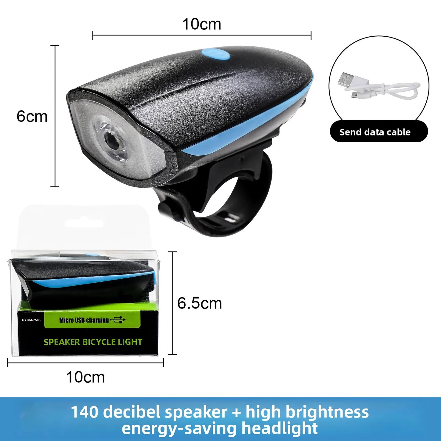 Bicycle Light Charging Night Riding Flashlight with Electric Horn Bicycle Accessories Cycling Equipment Headlights