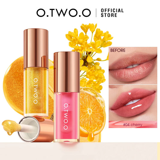 O-two-O Lip Oil Gloss – Brilho de água hidratante e não pegajoso e bálsamo com tonalidade