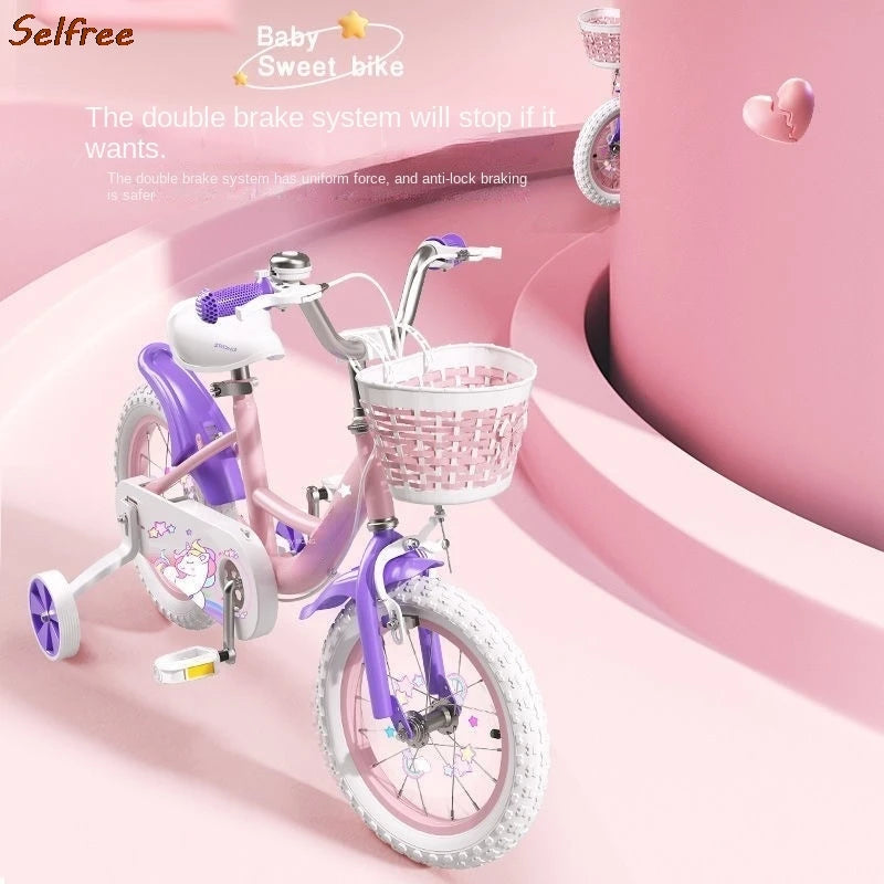 Children's Bicycle Folding Bike Girl 3-6 Years Old 7-10 Baby Foot Pedal Girl Bicycle Road Bik High-carbon Steel Materiale