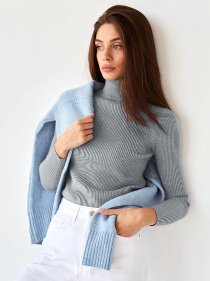 2025 Autumn Winter Turtleneck Sweaters Women Soft Warm Pullover Slim Versatile Tops Ribbed Knitted Simple Elegant Women Sweater