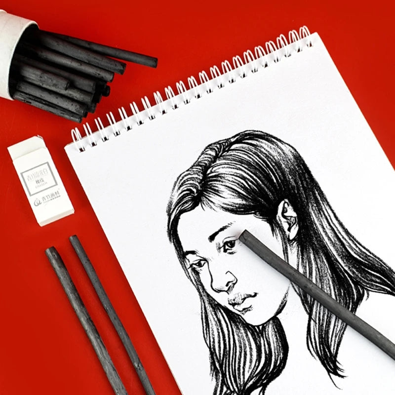Vine Charcoal Medium Sketch Set – 25 pcs (Drawing / Shading / Blending)