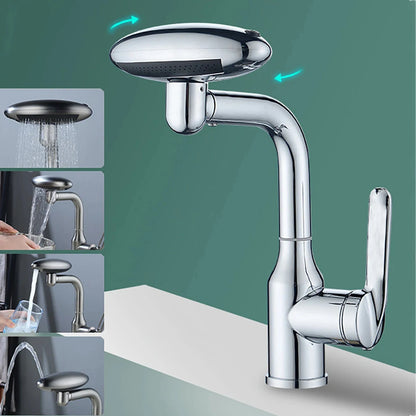 Torneira tipo cascata giratória multimodo 360° – Torneira misturadora elegante para lavatório de casa de banho