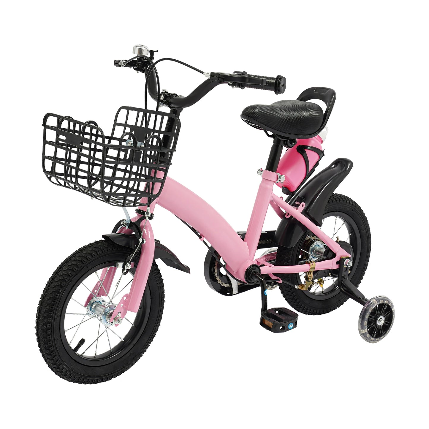 12 Inches Children's Bicycle with Training Wheels, Bottle Holder, Basket| Blue/Red/Pink Kids Bike for 2-5 Years