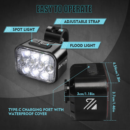 BUCKLOS Bicycle Front Rear Light Set USB Charge Headlight Light Waterproof MTB Taillight LED Cycling Lantern Lamp Bike Parts