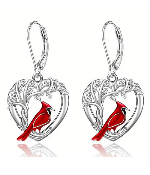 Bird & Heart Drop Earrings – Romantic Bird-Heart Motif, Lightweight, Gift-Ready