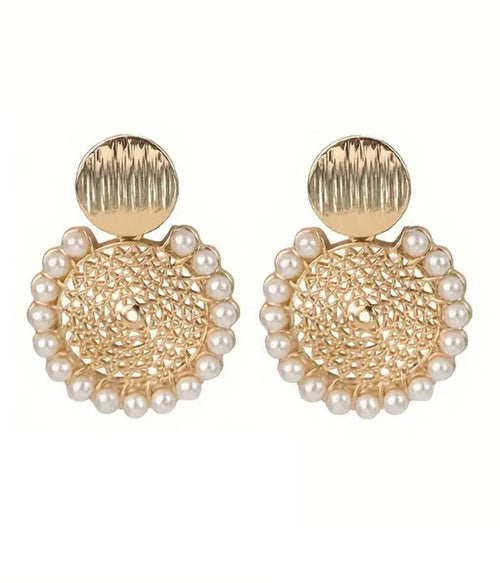 Brincos de pérola com flor de ráfia boho – brincos de declaração tecidos à mão